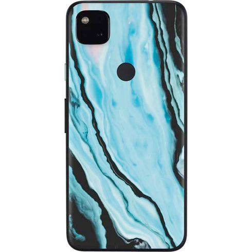 Aqua Blue Marble Ink Google Pixel 4a Skin